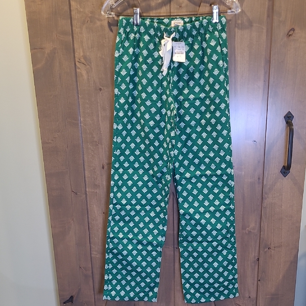 J. Crew Green and White Patterned Lounge Pants XXS